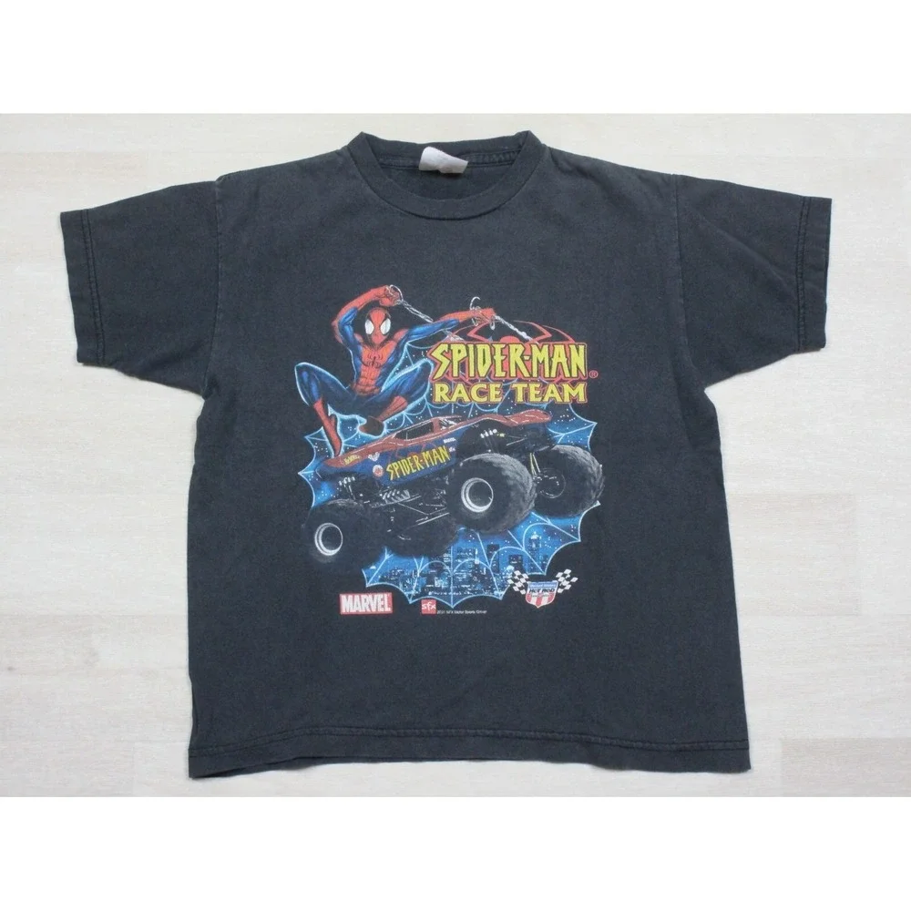 Vintage Marvel Spiderman Race Team‎ Shirt Monster Truck 2001 Sfx Youth Size (M)